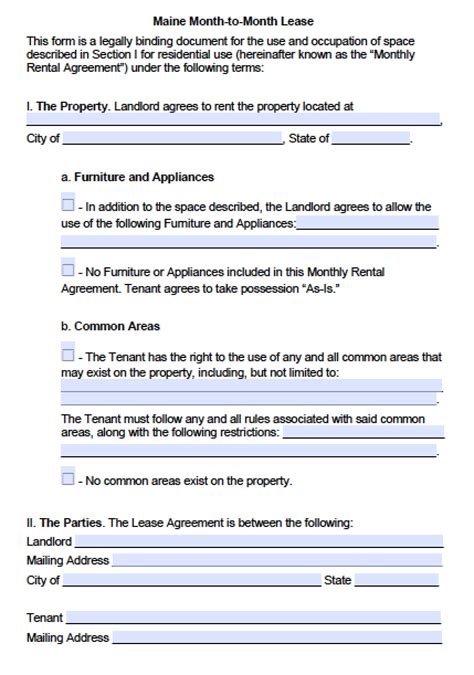 Free Maine Rental Lease Agreement Templates